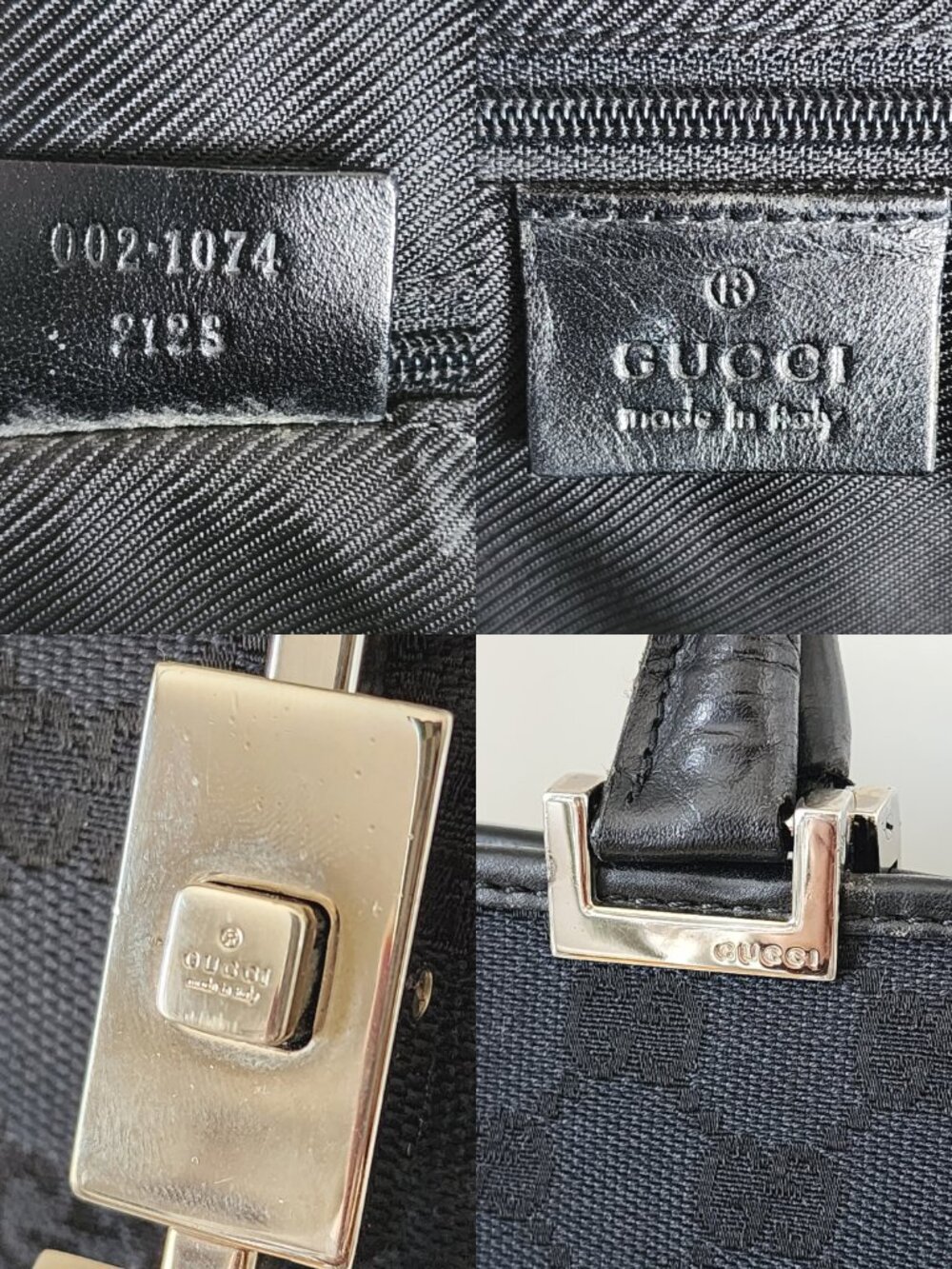 Vintage Gucci Monogram Jackie Bardot Large Black Tote Archival Tom Ford Y2K Era - Picture 7 of 11
